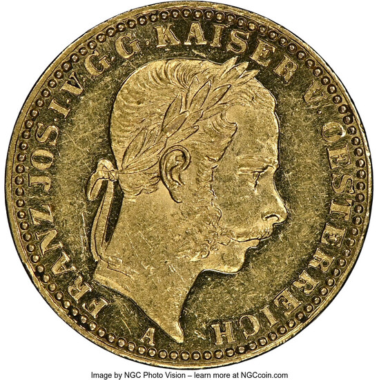 Austria: , Franz Joseph I gold 1/2 Krone 1866-A AU58 NGC,...