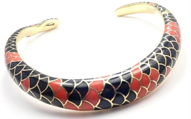 Authentic! Angela Cummings 18k Gold Red Black Coral