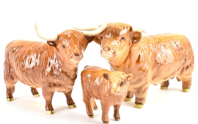 BESWICK; a Highland cattle family group, comprising Bull 2008, Cow...