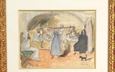 BOUVIOLLE (Maurice, 1893-1971) "Musiciens et danseuse" Gouache sur papier encadrée sous verre Signée en bas...