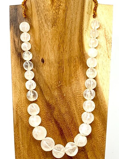 Bactrian Ancient Hand-Carved Clear Quartz - 62 cm Melon Beads Necklace