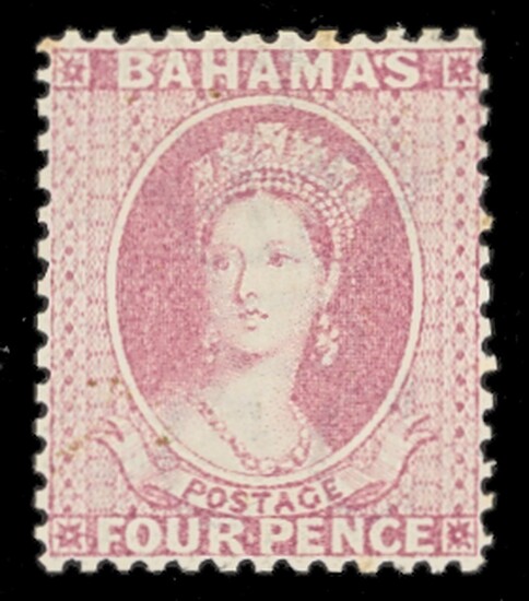 Bahamas 1863-77 Watermark Crown CC Perforated 12½ 4d. bright rose, a pale shade; strong colour,...