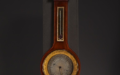 Barometer in mahogany veneer and gilt bronze "Chevallier opticien du...