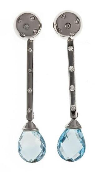 Blue topaz brilliant stud earrings WG 750/000 with 2