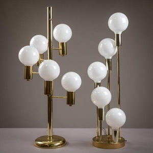 Brass Cascading Table Lamps - Two