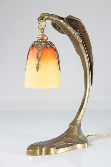 Bronze desk lamp "eagle" and bobeche Schneider1930