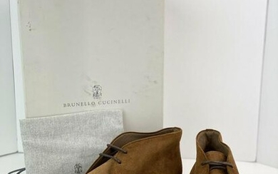 Brunello Cucinelli Mens Waxed Suede Chukka Desert Boots