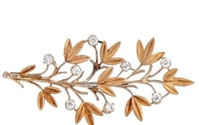 Buccellati Vintage Diamond Flower 18k Gold Spray Pin