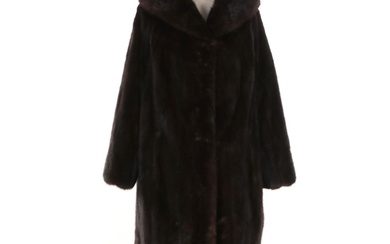 Bullock's Blackglama Dark Ranch Mink Fur Coat with Shawl Collar