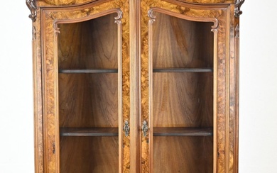 Burr walnut display cabinet, 1860