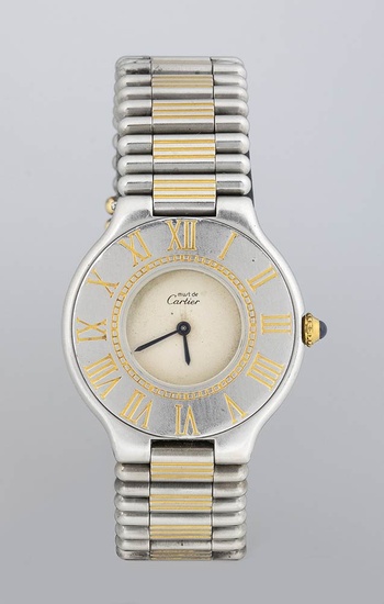 CARTIER 21 Must de Cartier: ladies stainless steel wristwatch...