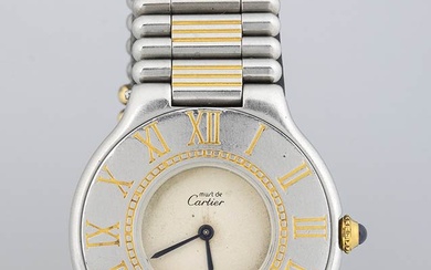 CARTIER 21 Must de Cartier: ladies stainless steel wristwatch...