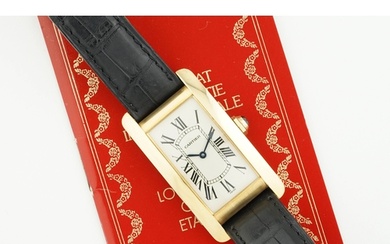 CARTIER TANK AMERICAINE 18CT GOLD W/ GUARANTEE PAPERS REF. 1...