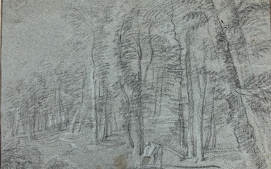 CERCLE DE THOMAS GAINSBOROUGH, R.A. (SUDBURY 1727-1788 LONDRES), DESSIN À LA CRAIE Paysage forestier avec...