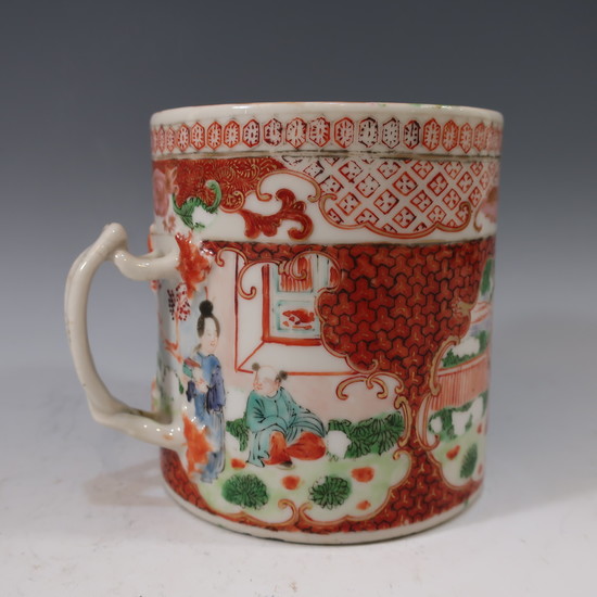 CHINESE ANTIQUE FAMILLE ROSE COFFEE MUG CUP - 18TH CENTURY