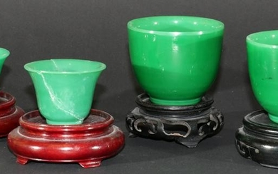 CHINESE JADE CUPS, 19TH C., 4 PCS, H 1.5"-2.25"