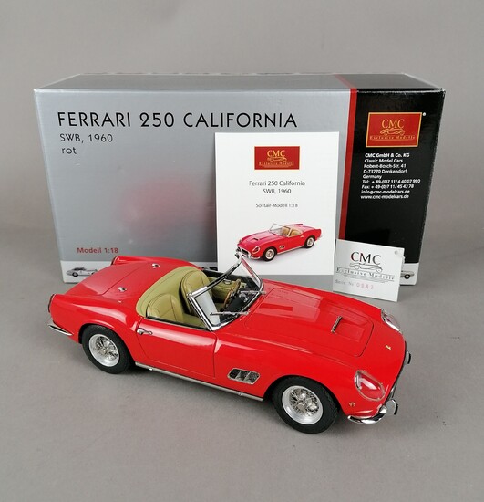 CMC Ferrari 250 California SWB 1960 rouge, échelle 1/18, dans sa boite d'origine