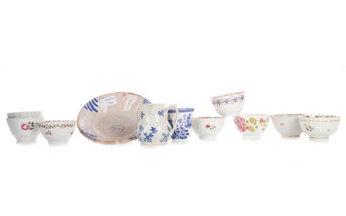 COLLECTION OF ENGLISH PORCELAIN TEA BOWLS AND SAUCERS LATE 18TH / EARLY 19TH CENTURY