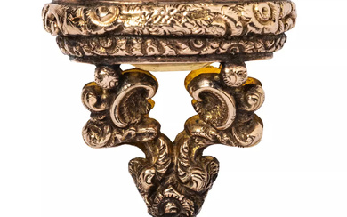 Cachet pendentif de châtelaine en or 14k (585 millièmes) ciselé