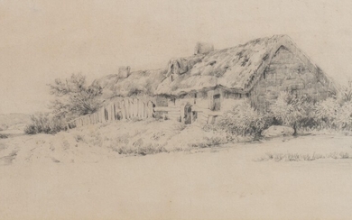 Camille Jean-Baptiste Corot (1796-1875) (possibly), view of a cottage, 1838, pencil drawing, 14,5 x 28,5 cm
