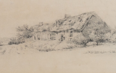 Camille Jean-Baptiste Corot (1796-1875) (possibly), view of a cottage, 1838, pencil drawing, 14,5 x 28,5...
