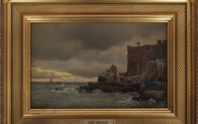 Carl Neumann (1833-1891): Lot from the Sanctuary Rocks on Bornholm, oil on cardboard