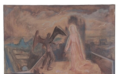 Carlos Cervantes Gospel Scene Oil Painting, 1949