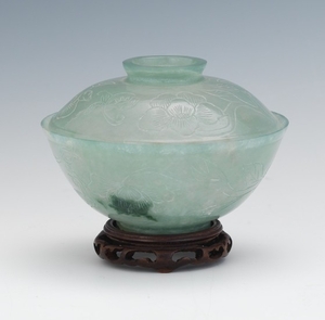 Carved Jade Bowl with Lid