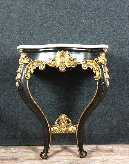 Ceremonial console Louis XV period lacquered and gilded later - Wood - Mid 19th century