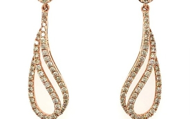 Certified - 8.05 mm - 14 kt. Pink gold - Earrings - 1.41 ct Diamond - Pearls, South Sea