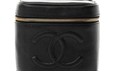 Chanel Caviar Vanity Cosmetic Case Black