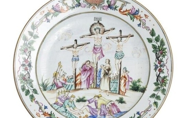 Chinese European subject 'Crucifixion' plate, Qianlong