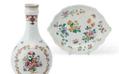 Chinese Export Famille Rose porcelain vase & dish