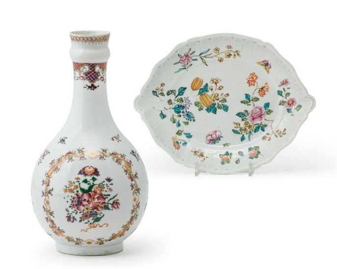 Chinese Export Famille Rose porcelain vase & dish