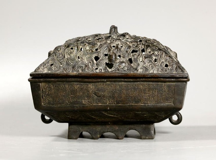Chinese Ming Dynasty Bronze Censer Dragon Cover