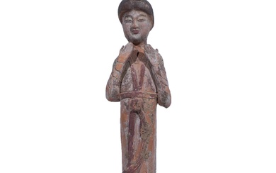 Chinese Painted Terracotta Figure of a Court Lady, Tang Dynasty (618-907)