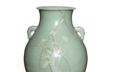 Chinese White Glazed Celadon Vase, Qianlong