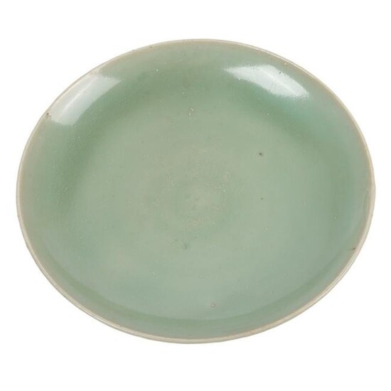 Chinese celadon glazed Longquan lotus pottery dish