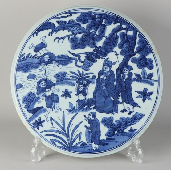 Chinese porcelain plaque with figures in landscape