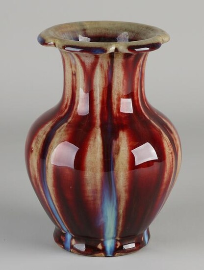 Chinese porcelain vase with red / blue expired glaze +