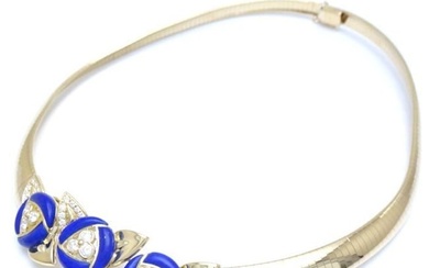 Christian Dior Omega Choker Necklace Lapis Lazuli Diamond K18YG Yellow Gold 291047