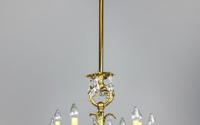 Circa 1910 Gold Plated Rococo Converted Gas Chandelier (10 Light)