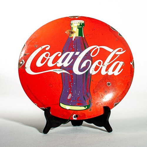 Circular Enamel Coca Cola Advertising Sign 28.5cm diameter