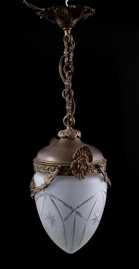 (-), Classic hall lamp with glass shade, approx....