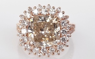 Cocktail ring - 5.12ct. Cushion Diamond - Diamond
