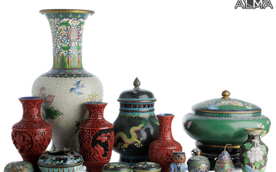 Collection of Far East Items Incl. Cloisonne, Lacquer & Carved Items