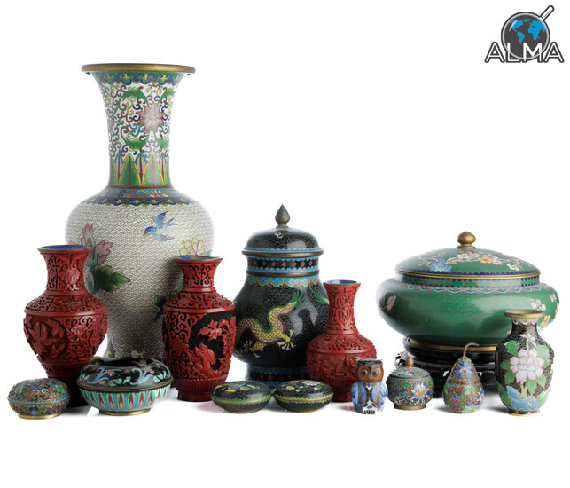 Collection of Far East Items Incl. Cloisonne, Lacquer & Carved Items