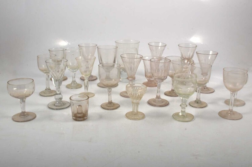 Collection of antique glass, custards, short stem ale glasses, etc.