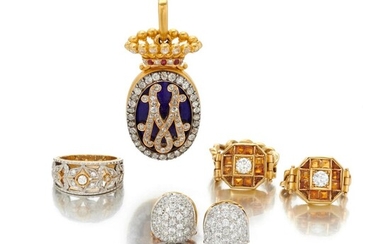 Collection of diamond, citrine and enamel jewels (Collezione di gioielli con smalto, diamanti, e quarzi citrini)