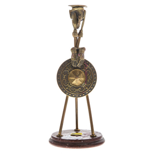 Continental gilt-metal & marble candlestick